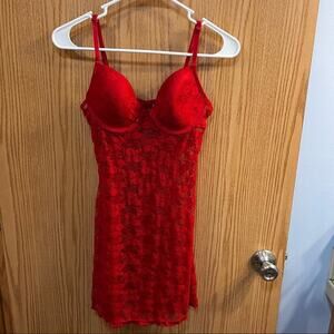 Tart Intimates Sexy Red Lace Lingerie Nightgown Nightie w/ Underwire Size Medium
